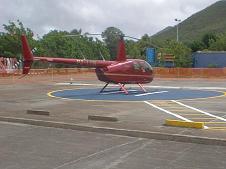 Robinson R44 helicopter used for aerial photography shoots in St. Maarten